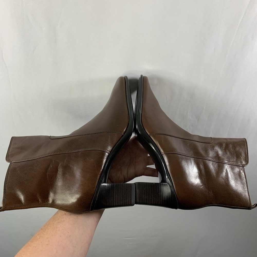 Antonio Melani Womens Leather Heeled Boots 9.5 M Brown Y2K Minimalist Euro Chic - Picture 8 of 14